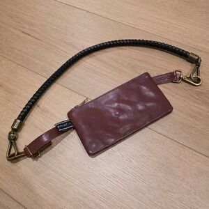 Ariat Leather Belt Bag Pouch Brown Braided Strap Unisex Boho Western Rustic